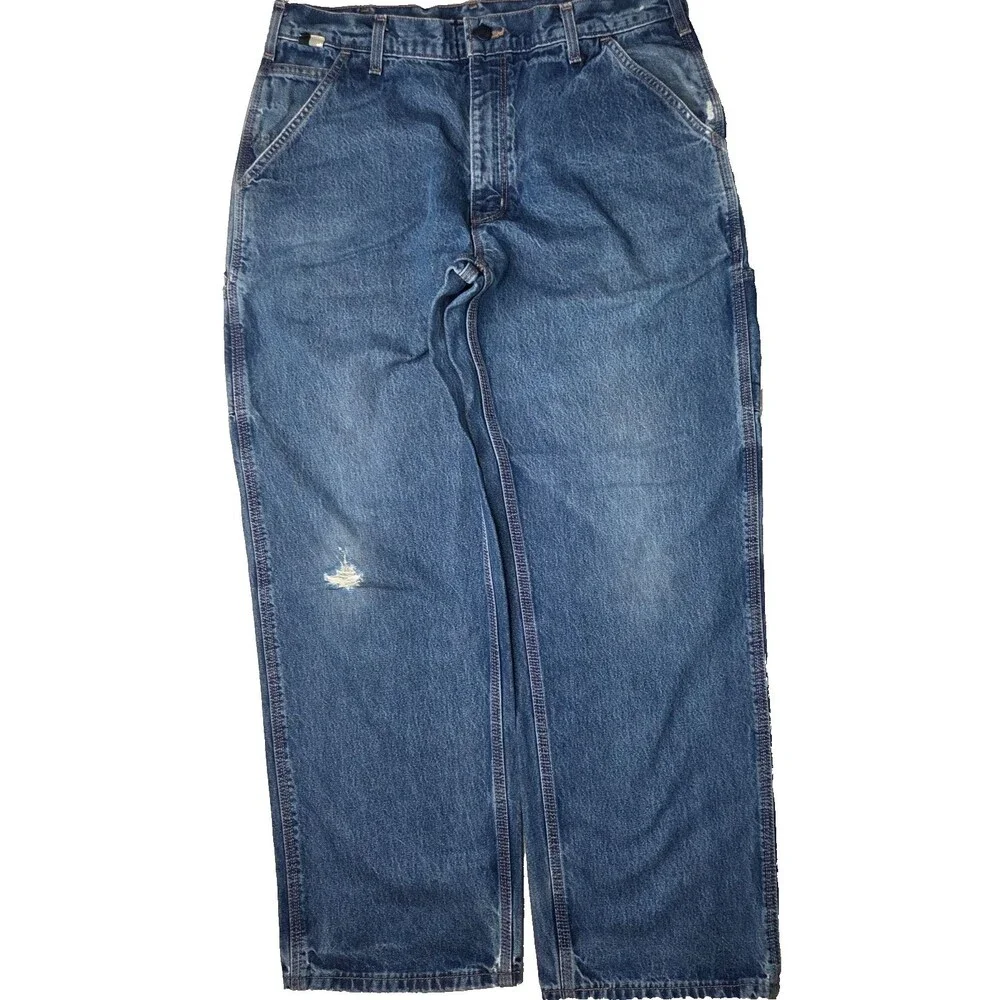 Carhartt FR Flame Resistant Carpenter Jeans 34x28 Distressed Workwear